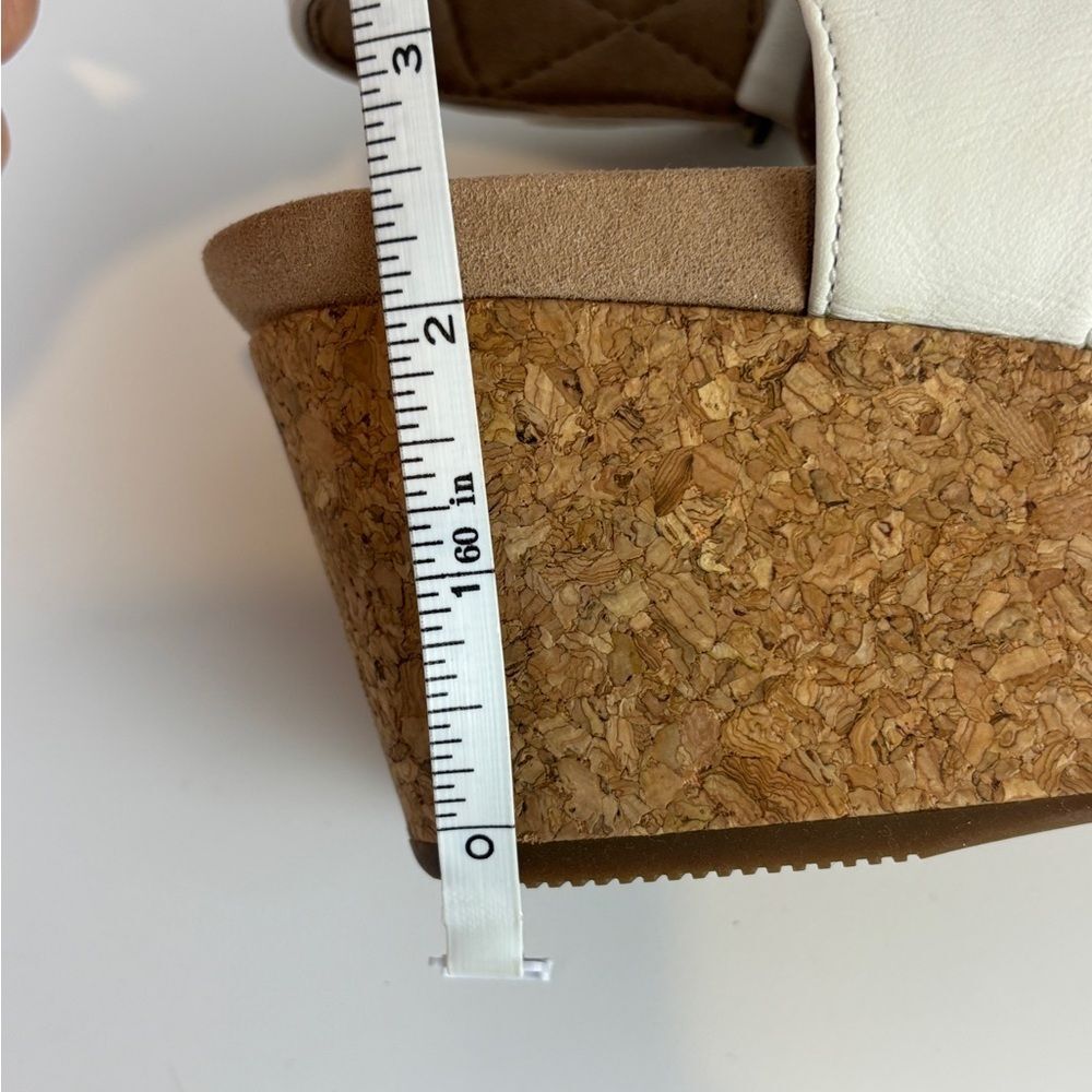Clarks White Leather Cork Wedge Sandals - Picture 5 of 5